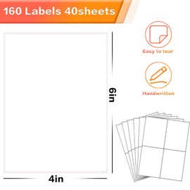 160 Pcs Removable Labels for Storage Bins - 6 X 4 inch, Tear Resistant & No Residue, Matte White Blank Box Labels for Home, School & Business Organization.