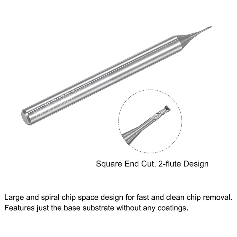 sourcing map Square Nose End Mill, 0.5mm Solid Carbide Long