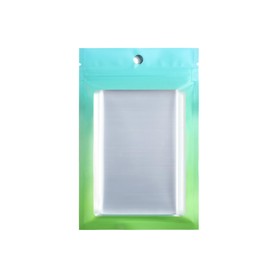 Gradient Blue-Green with Window Resealable Zipper Seal Foil Flat Bags for Small Business, Home Use, Food Storage, Beauty Sample, Pop Up Events, Freeze Dried Candies, Tea (100, 3.15 inch x 4.72 inch)