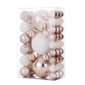 Christmas Ball Ornaments for Xmas Decorations,50 pcs Christmas Extra Large Tree Shatterproof Ornaments-Champagne (Combo of 5 Style in 3 Sizes)
