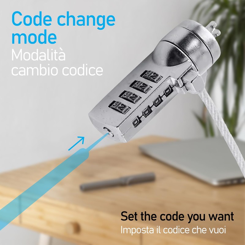 150cm Steel Anti-Theft Combination Combination Lock Compatible with Kensington Standard