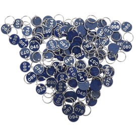 SEWACC 100pcs Numbered Marking Identification Hang Tags Aluminum Alloy Metal Key Tag 1-100 Number Colorful Number Id Tags (Blue)