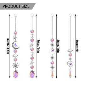 BDSHUNBF 4 PCS Sun Catchers, Crystal Suncatchers, Rainbow Suncatcher, Hanging Moon Star Sun Catchers, Wind Chimes for Window, Garden, Car, Office, Party, Wedding