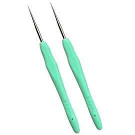 Mdoker 2PCS Small Size Crochet Hook Ergonomic Handle Crochet Hook Needles for Arthritic Hands,Thread Crochet Steel Lace Hooks Size 0.5mm