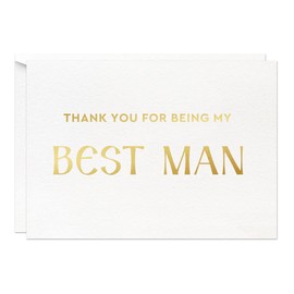 MAGJUCHE Best Man Thank You Card, Gold Foil Thank You For Being My Best Man Wedding Card