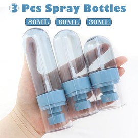 AEVBSOY 3 Pcs Small Travel Spray Bottle Fine Mist Empty Spray Bottle Leak Proof Refillable Travel Containers for Perfume Skincare Makeup Lotion Toners Cosmetics, 1oz/30ml, 2oz/60ml, 2.8oz/80ml