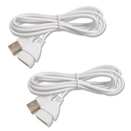 RecDec 2 Pack USB Extension Cable White 5Ft 2Pin 20AWG USBA Male to Female Extension Cord for USB Desk Fan, Led Strip Lights Desk Lamp Table Lamps Dash Cam Power Cable DIY Repair Pigtails Project