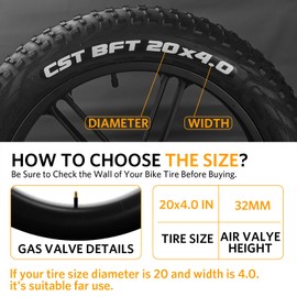 OUXI Fat Bike Inner Tube 20" x 4.0 Electric Mountain Bike Schrader Valve AV32mm