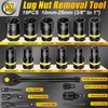 Topec 1/2" Drive Lug Nut Removal Tool, 19-Piece 10-25mm, Impact