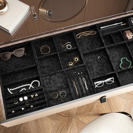 VEELIKE Black Mottled Self Adhesive Velvet Drawer Liners for Dresser Jewelry Cabinets Prepasted Felt Fabric Roll 15.7''x118'' Black Velvet Wallpaper Peel and Stick Flocking Liner for Drawers Shelves