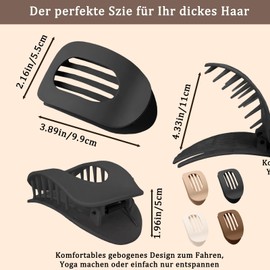 Entenschnabel Haarspangen Damen, 4 Stück Flache Haarklammern aus Hochwertigem Harz, 11.9 x 5.1 cm, Ideal für Täglichen Gebrauch und Besondere Anlässe