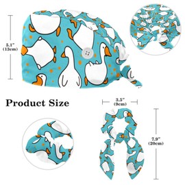 Bouffant Caps with Hair Tie Working Cap with Sweatband Tie Back Hats Scrub Hat Goose Bird