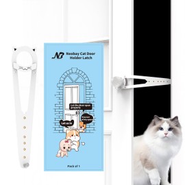 Neobay Cat Door Latch with Stabilizer, 7 Sizes Adjustable Cat Door Holder Latch to Keep Dog Out of Litter Box, Economical Alternative of Pet Gates and Interior Pet Door, White, 1 Pack