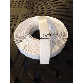 Jejavu 1.5" Wide x 20' Roll Vinyl Strap for Patio Chairs, Lawn Furniture, and Deck Chairs, Make Your Own Replacement Straps, Plus 20 Free Fasteners, (White)