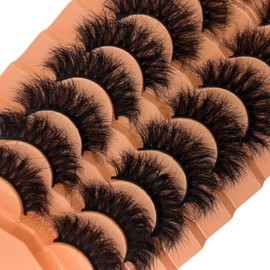 VOCOAK Mink Lashes Fluffy 18mm D Curl Dramatic False Strip Lashes Natural Looking 3D Volume Faux Mink Eyelashes Wispy Cat Eye Lash Strips Long Fake Eyelashes Pack
