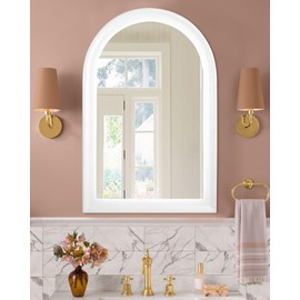 White Arched Bathroom Mirrors for Wall, Wood Framed Arch Mirror 24x36 Inch for Bathroom,Living Room, Bedroom or Entryway(24x36 White)
