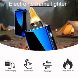 Electric Lighter Plasma Rechargeable with LED Battery Indicator Strong Flame, USB Convenient Charging, Windproof Lighter Outdoor(Blue