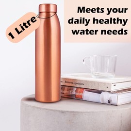 NORMAN JR, Copper Water Bottle 1L - Gift Box of 6, Plain, an Ayurvedic vessel made from pure copper - helps you drink more water, with many health benefits