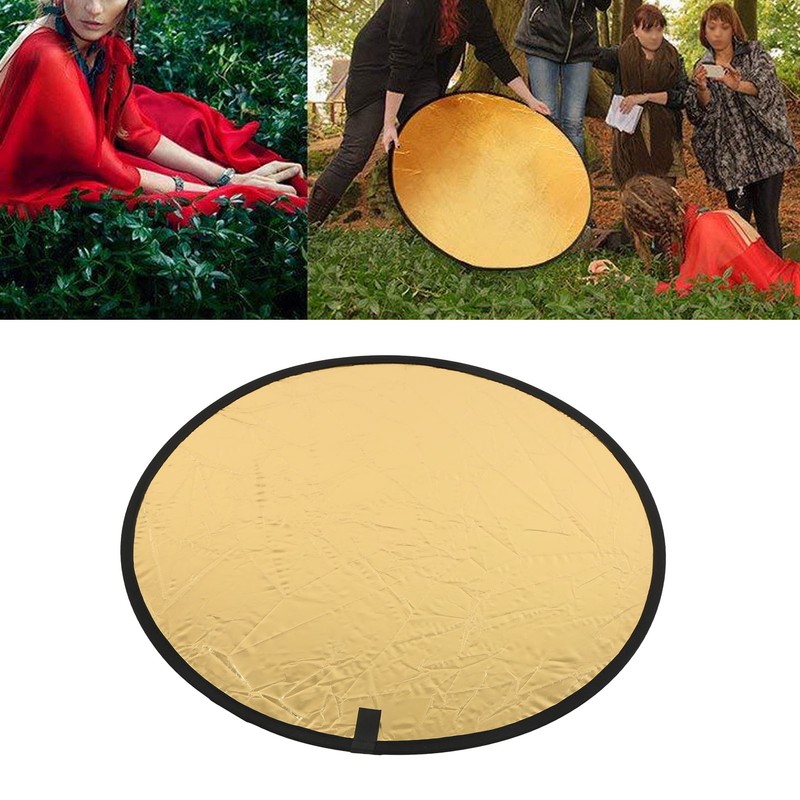 Silver Gold 2 In 1 Reflector Portable Mini Round Light