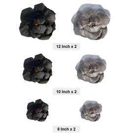 BRT Bearingshui Crepe Paper Flowers Decoration for Wall Total 6 Pcs, Artificial Flowers for Wedding Decor,Flower Backdrop Decor, Baby Bridal Shower Birthday Party, Silver Black 3D Wall Flowers Decor