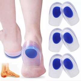 Taloneras de Gel para Mujer Hombre, 3 Pares Plantillas De Gel para Espolones,Plantilla de Gel para Fascitis Plantar, Espolones Óseos y Dolor de Aquiles,Plantilla para Espolón Reutilizables,Cojín Elástico Suave,L