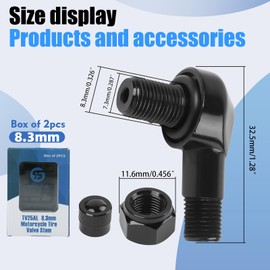 ST shengtuo Black Aluminum 90 Degree CNC Motorcycle Tire Valve Stems TV25AL for Aprilia, Ducati, KTM, Easy Installation, 0.357"/8.3mm+0.3mm Valve Hole Dia, Pack of 2