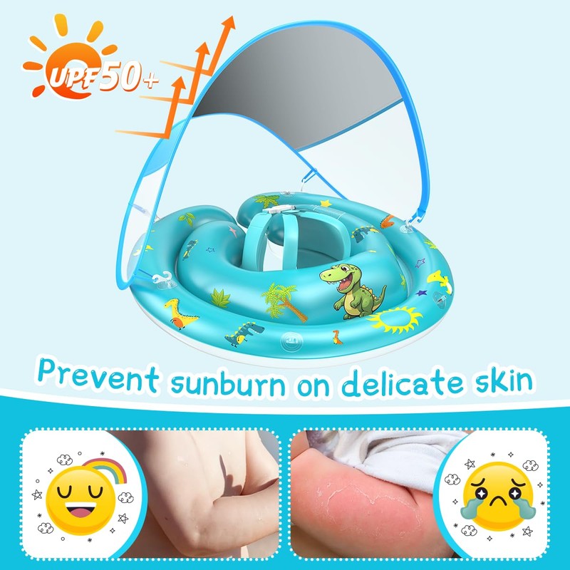 Baby Pool Float with Canopy Removable UPF50+ UV Sun Protection,Third-Generation