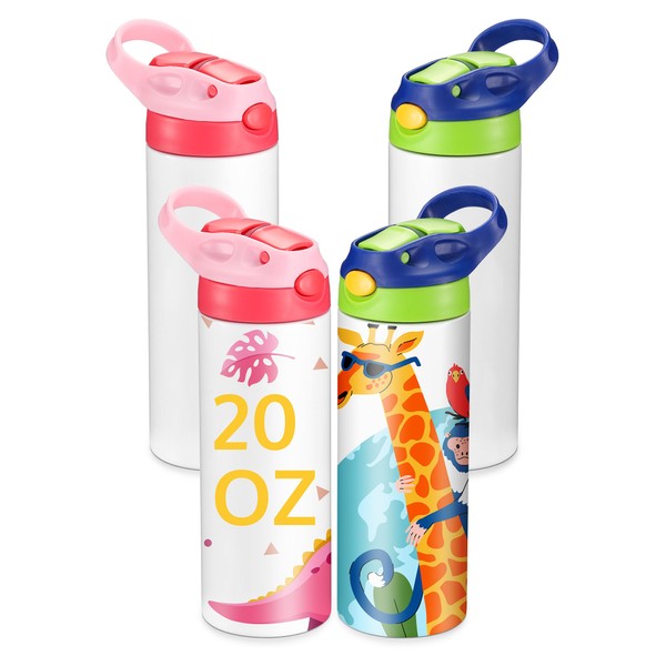 OFFNOVA 20oz Kids Sublimation Tumbler, Kids Sublimation Water Bottle Blank