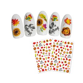 Generic Autumn Leaves Nail Decals Sticker Sunflower Maple Rabbit Red Fox Thanksgiving Xf3406 Nail Wraps Stickers Manicure Supplies for Women Nails Full Long Lasting Easy Apply and Remove