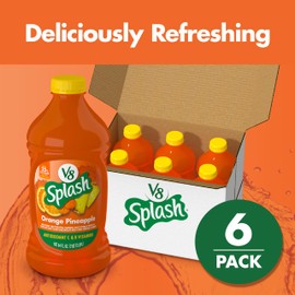 V8 Splash Orange Pineapple Flavored Juice Beverage, 64 fl oz Bottle (6 Pack)