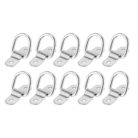 X AUTOHAUX 10pcs D Shape Ring Tie Down Anchors 1/4" Diameter Silver Tone