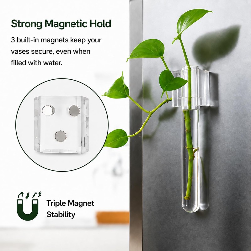 LCPCX Mini vase Magnets for Fridge, Magnetic Test Tube Vase