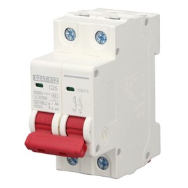 DC Miniature Circuit Breaker, Circuit Breaker 2P DC 1000V 25A Solar PV System Isolator Isolator Isolator for Photovoltaic Systems, 35mm DIN Rail Mount