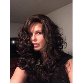 Brazilian Body Wave Lace Front Wig,Natural Looking Synthetic Fiber Curly Long Hair Wig for Black Women African American Beauty 19 Inch Black