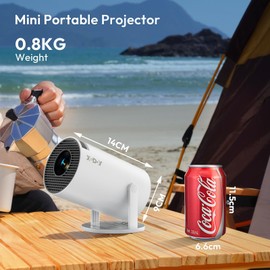 Smart Mini Projector WiFi6 Bluetooth 5.0 - XGODY Gimbal 3 Protable Projector 12000 Lumen Support 4K with Android TV 11.0, Auto Keystone Video Projector, 180°Rotatable Stand, Home Movie(White)