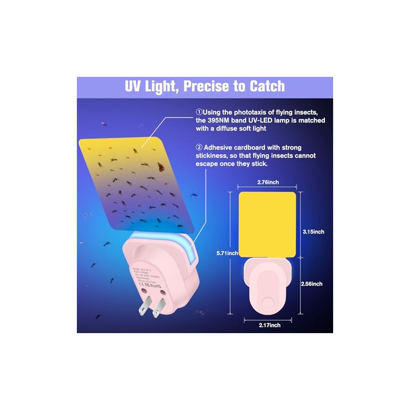 Flying Insect Trap Plug-in, Indoor Mosquito & Gnat Killer, Safe