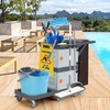 Commercial Janitorial Cart with Cabinet, 3-ply Multi-Purpose Engineered Plastic Housekeeping