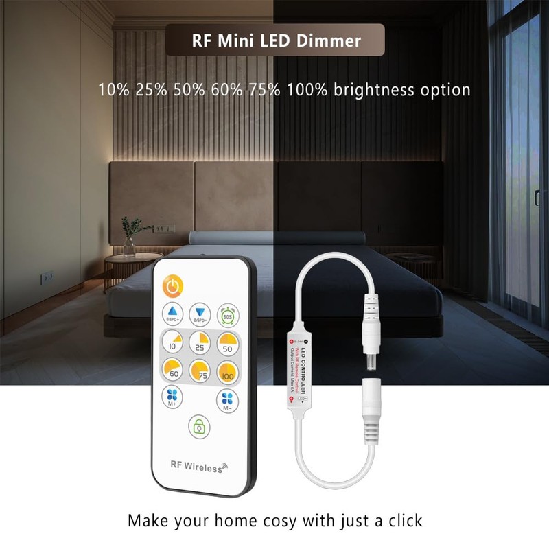 Taikuwu RF 13-Channel LED Dimmer Controller, Wireless, 10 Levels Brightness