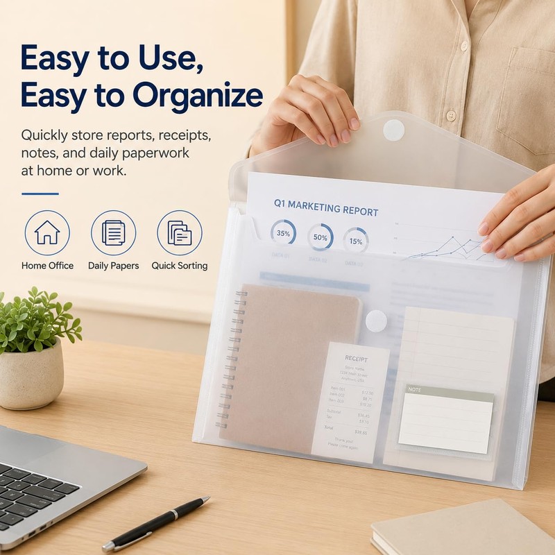 10 Pack Clear Folders for Documents Plastic Folders with Label