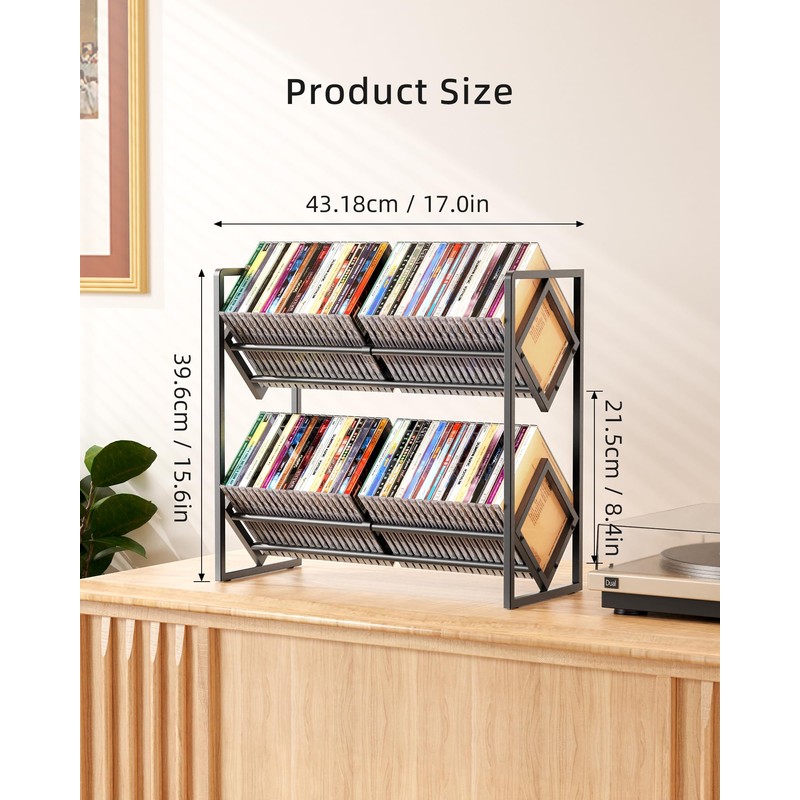 PAPAGIFTREE 2-Tier CD Storage Metal Display Shelf, CD Holder Rack