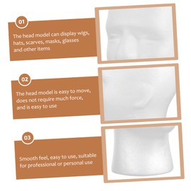 FRCOLOR mannequin head human body model eye glasses holder cap for men headphone stand manikin foam heads for wigs wig head wig stand head model hat display stand earphone model head white