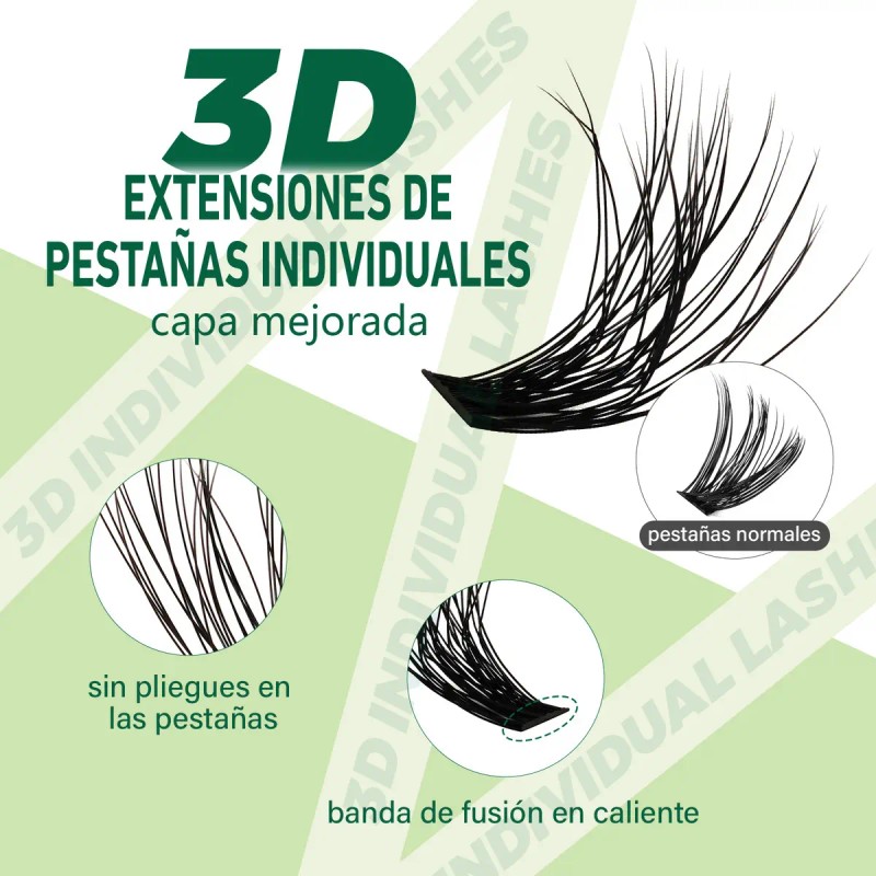 Kit de Extensiones de Pestañas con Efecto 3D Volumen Natural