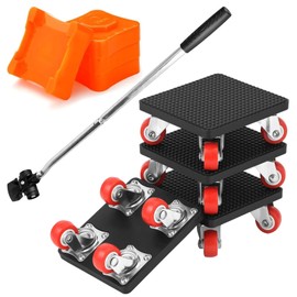 Set of 4 Furniture Castors, Furniture Transport Castors Set with Load Lifter for Moving Heavy Furniture 400 kg Wheels for Furniture Lifter, 360 Degree Rotatable Wheels Furniture Castors Heavy Duty