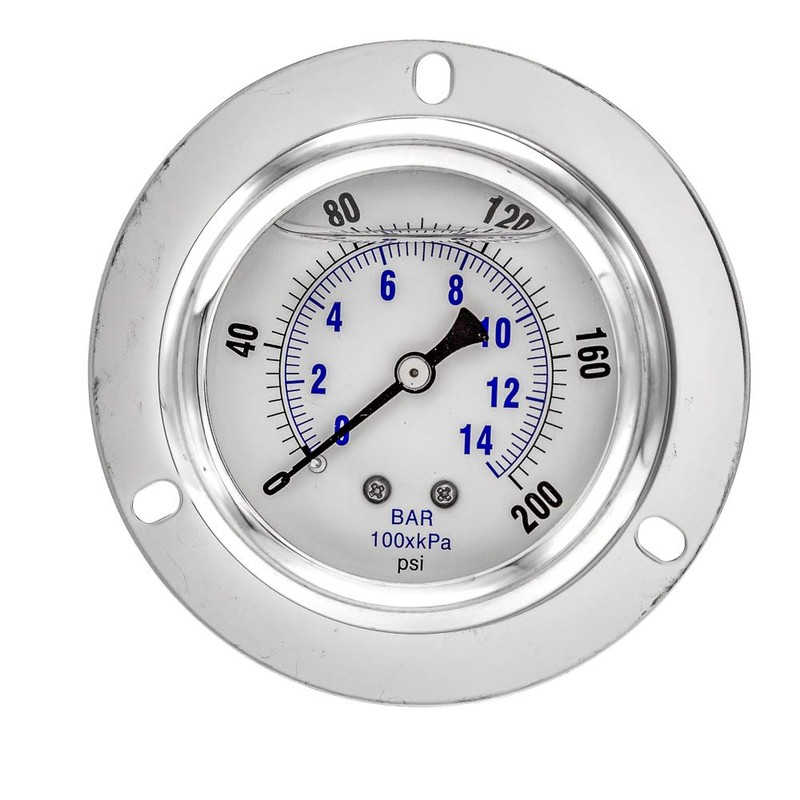 PIC Gauges PRO-204L-254G Panel Mount Front Flanged Glycerin Filled Industrial