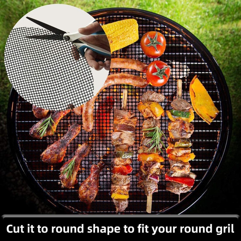 WholeFire BBQ Grill Mesh Mat Set, 3PCS Non-Stick Reusable Grill