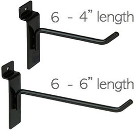 Only Hangers Bag of 12 (Six 4-Inch and Six 6-Inch) Metal Slatwall Hooks, Black