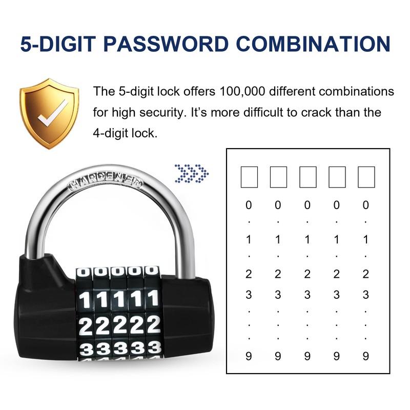 MEINUOKA Direction Lock, U-bar Combination Padlocks with Code, 5 Digit