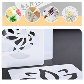 9-Piece Mandala Stencils Set, Stencils Tiles Stencils, Flower Border Stencils for Crafts, Reusable, Stencils for Painting on Wall, Wood, Floor, Furniture, Home Decoration (21 x 28 cm)