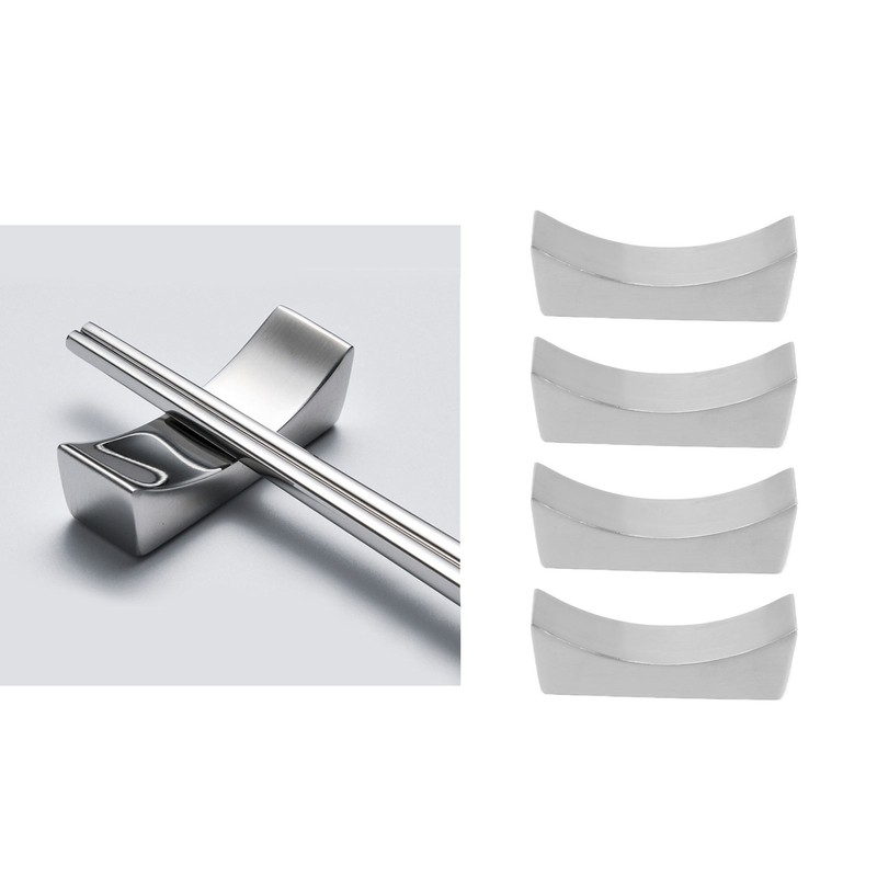 4Pcs Stainless Steel Chopstick Rest Boat Shape Chopstick Spoon Knife