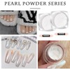 2PCS Cromo Efecto Espejo Uñas Blanco Perla Polvo Uñas Brillo